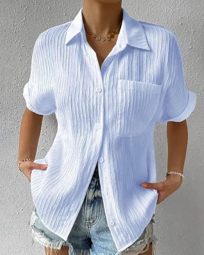 EOS | Unifarbene Bluse mit kurzen Ärmeln und einer Tasche
