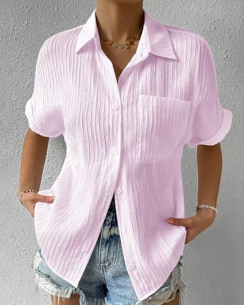 EOS | Unifarbene Bluse mit kurzen Ärmeln und einer Tasche