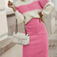 EOS | Damen Freizeit Rippenstrickpullover und Uni Midirock Set