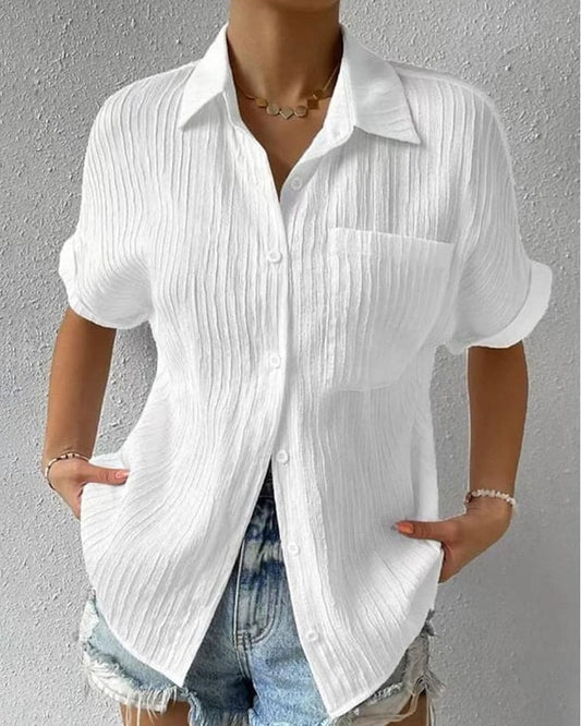 EOS | Unifarbene Bluse mit kurzen Ärmeln und einer Tasche