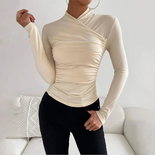 EOS | Elegante Herbst Wickelbluse mit langen Ärmeln für Frauen