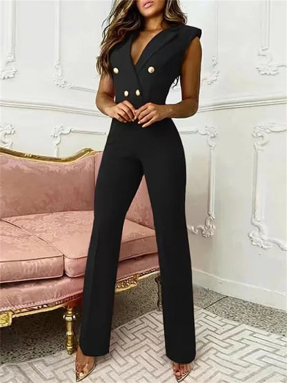 EOS | Jumpsuit mit V-Ausschnitt und Hahnentrittmuster