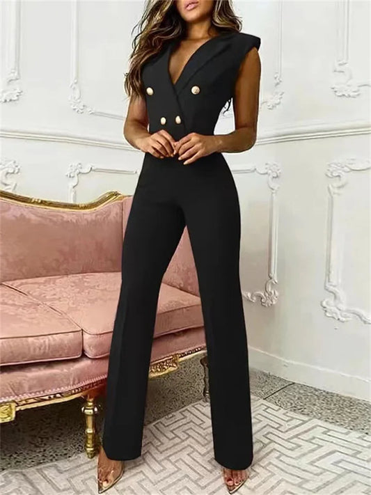 EOS | Jumpsuit mit V-Ausschnitt und Hahnentrittmuster