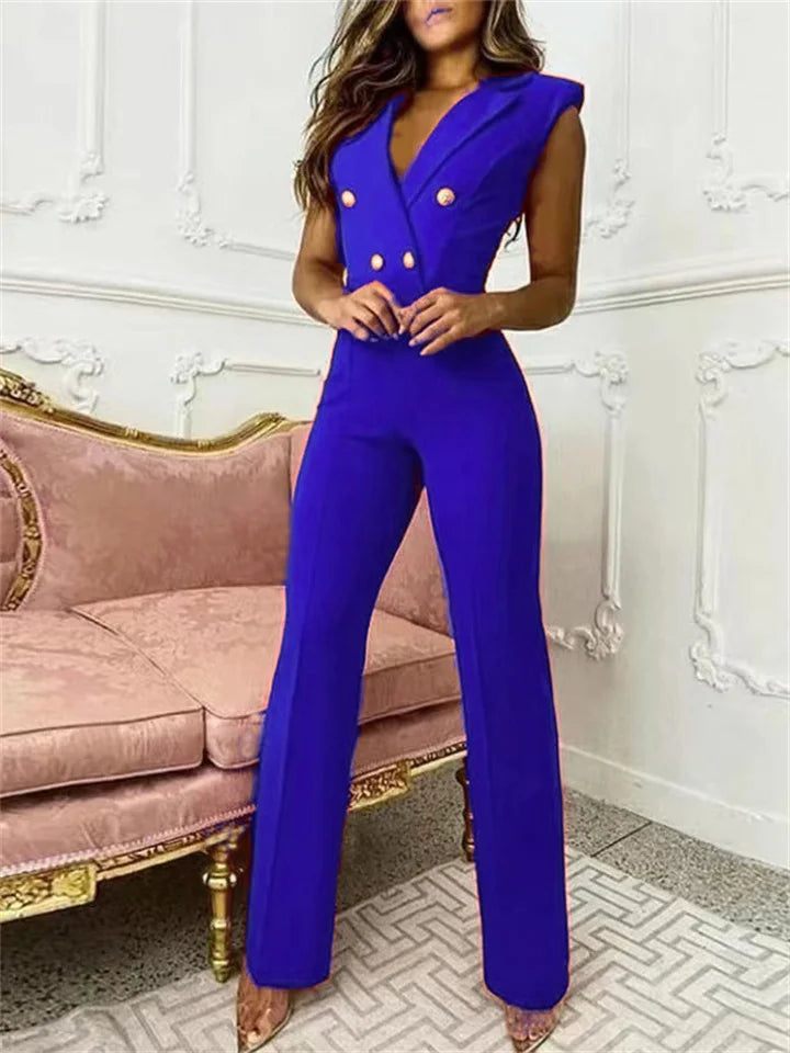 EOS | Jumpsuit mit V-Ausschnitt und Hahnentrittmuster