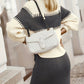 EOS | Damen Freizeit Rippenstrickpullover und Uni Midirock Set