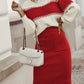 EOS | Damen Freizeit Rippenstrickpullover und Uni Midirock Set
