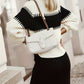 EOS | Damen Freizeit Rippenstrickpullover und Uni Midirock Set