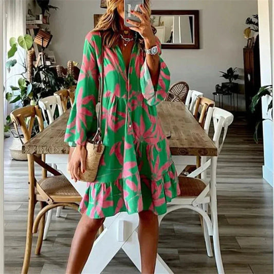 EOS | Kleid Bedruckte lange Ärmel Locker geschnittenes Sommerkleid