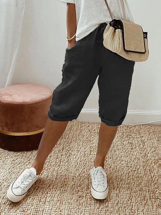 EOS | Hose Kordelzug Loose Fit Leinenshorts Damenhosen