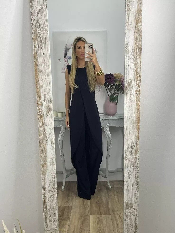 EOS | Ord Set Asymmetrisches Kleid und ausgestellte Hose für Damen Zweiteiler