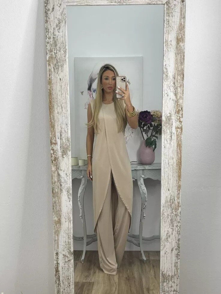 EOS | Ord Set Asymmetrisches Kleid und ausgestellte Hose für Damen Zweiteiler