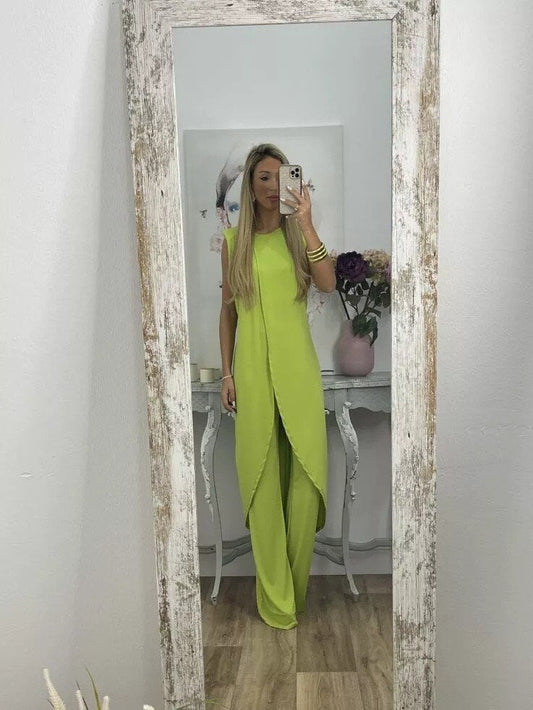 EOS | Ord Set Asymmetrisches Kleid und ausgestellte Hose für Damen Zweiteiler