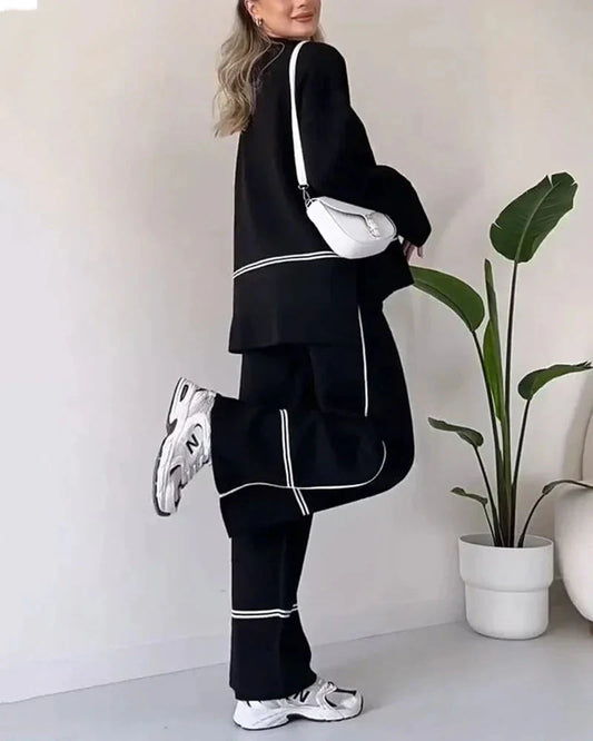 EOS | Ord Set Zweiteiler aus Oversize Damenpullover und Hose mit weitem Bein