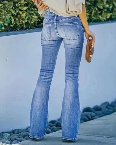 EOS | Jeans gewaschen Knopf Damenjeans Jeans mit hoher Taille