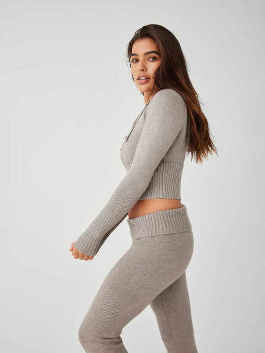 EOS | Loungewear Set Damen Zip Zweiteiliges Set aus Strickjacke und Strickhose