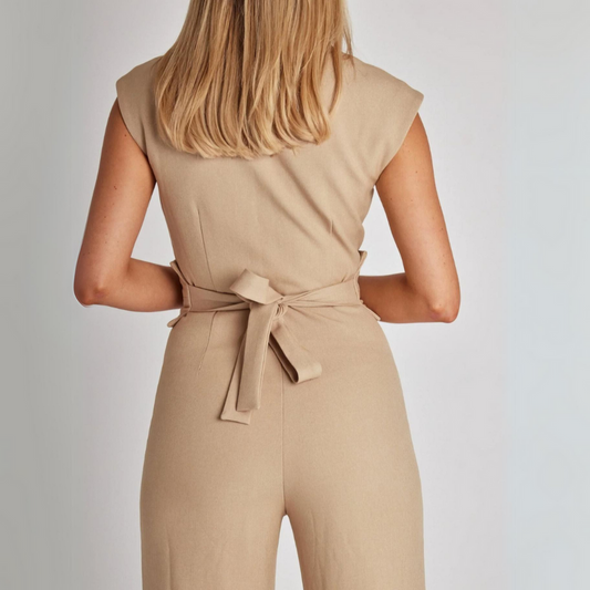 EOS | Elegant Taillenbinde Weite Beinpartie Ärmelloser Damen Overall