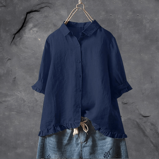 EOS | Damen Bluse mit Rüschen und Knopfleiste in Übergröße