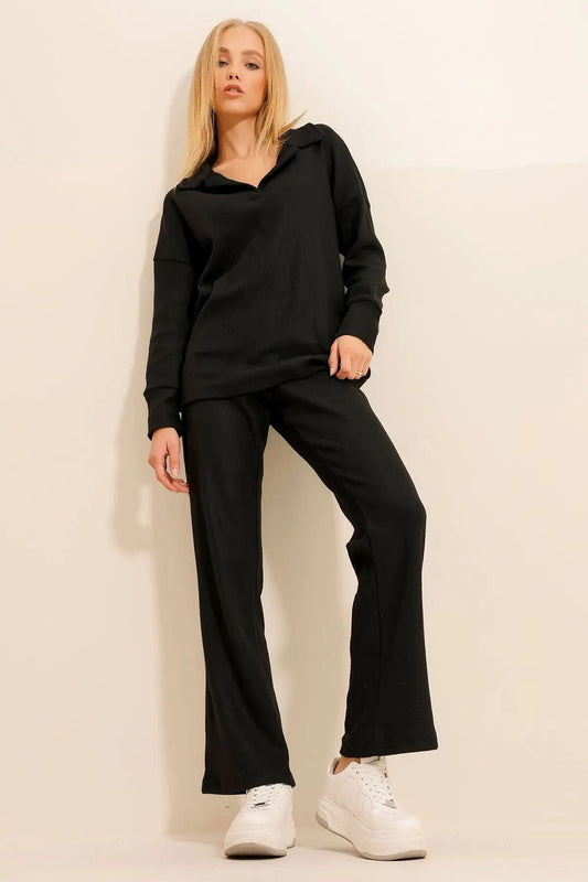 EOS | Set Langarmshirt Schlaghose Zweiteiler Loungewear für Damen