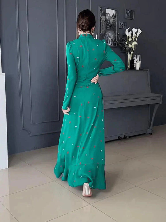 EOS | Elegant Hochgeschlossen Langarmkleid Langes Kleid