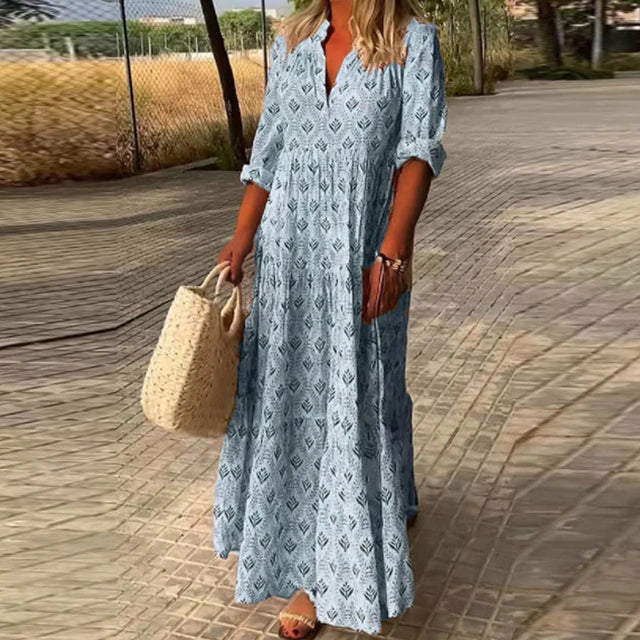 EOS | Halbarm V Ausschnitt Boho Kleid Sommerkleid