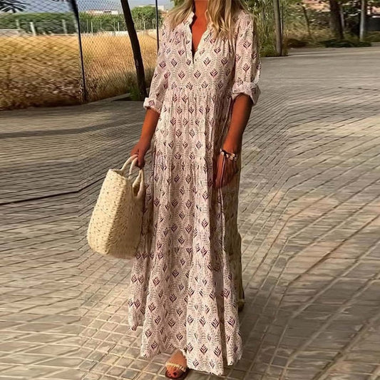EOS | Halbarm V Ausschnitt Boho Kleid Sommerkleid