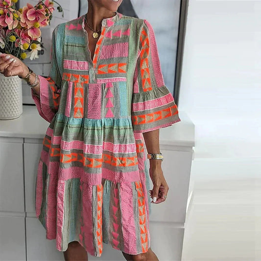 EOS | Halbe Ärmel Lose Passform Rüschen Sommerkleid