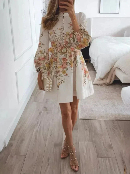 EOS | Lange Ärmel Knopfleiste Kleid mit Puffärmeln Sommerkleid