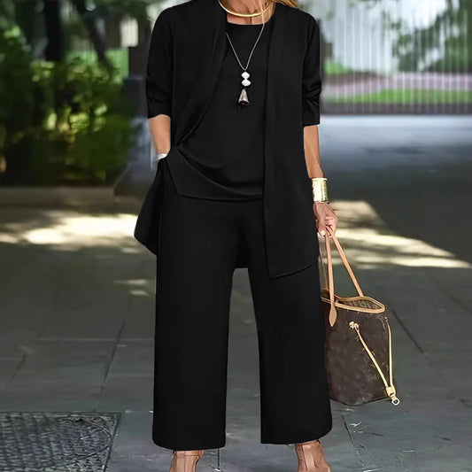 EOS | Langarm-Cardigan-Weste Drei-Teile-Set
