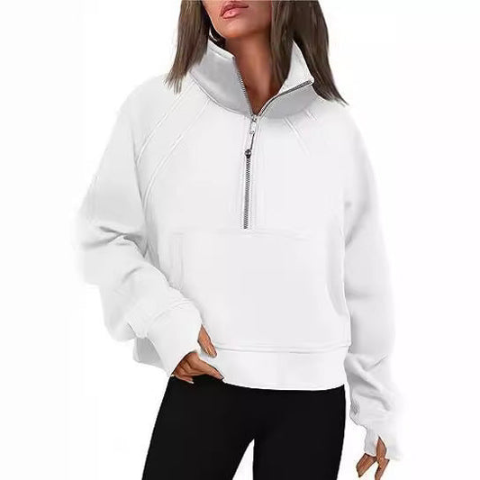 EOS | Lässiges plüschiges Halb-Reißverschluss-Stehkragen-Sweatshirt