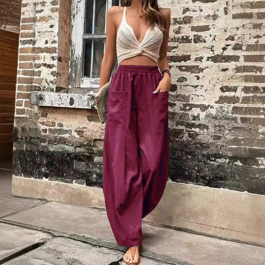 EOS | Bequeme einfarbige Taschen Freizeit-Hosen