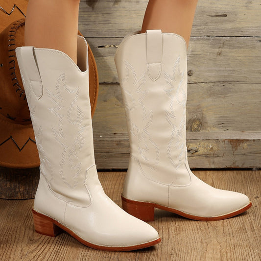 EOS Damen Westernstiefel | Neue Modische Cowboystiefel im Vintage-Stil