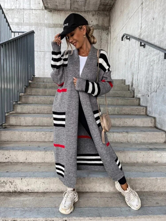 EOS - Lange gestreifte Strickjacke