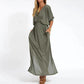 Langes Vintage Kleid mit Seitenschlitz in hoher Taille
