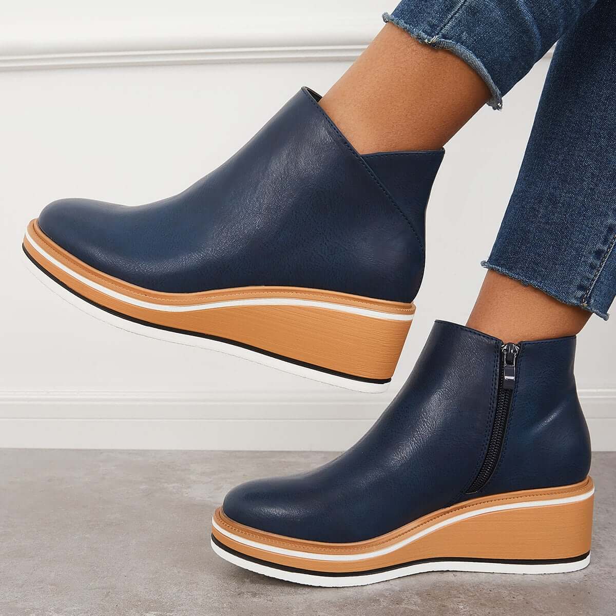 EOS | Reißverschluss Plateau Keilstiefel Damenstiefel