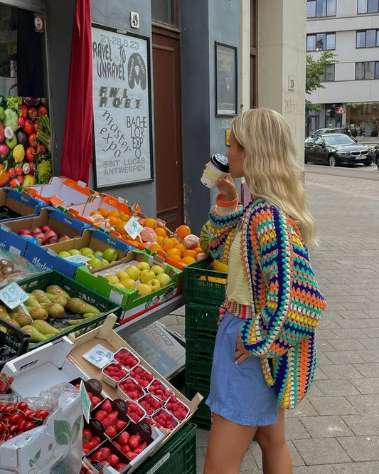 EOS | Bunte gehäkelte Strickjacke