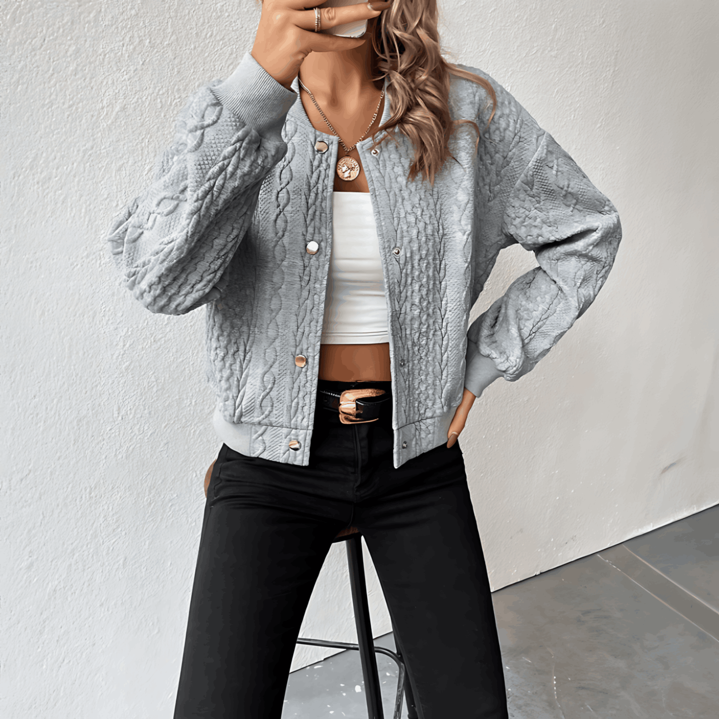 EOS | Strickjacke im Bomberjackenstil mit Knöpfen