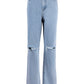 EOS | Damen Jeans mit lockerem Sitz gerissen weites Bein hohe Taille lässig Baggy Jeans