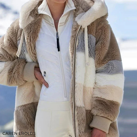 2024 Kuschelige Tweed-Kapuzenjacke mit Plüsch-Woll-Futter