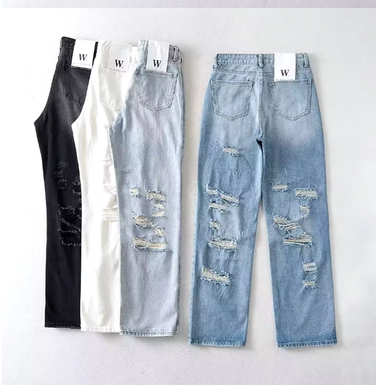 EOS | Jeans lockere Passform gerade geschnittenes Bein hoch geschnittene Jeans Damenjeans