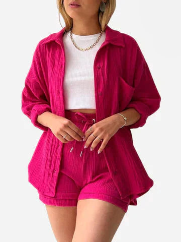 EOS | Set Lose Passform Sommer Lounge Set Leinen Set Womens
