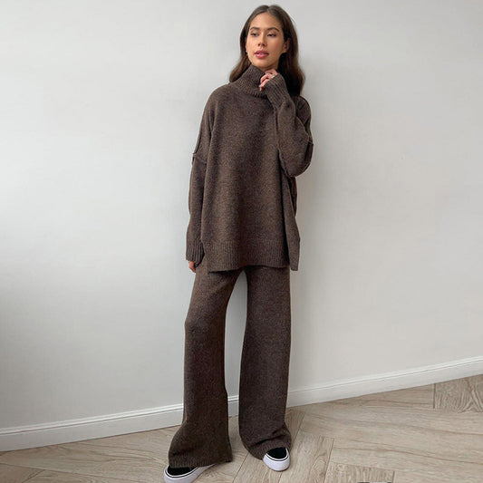 EOS | Strick Set Oversize Pullover Hose mit weitem Bein Set in passenden Farben Loungewear für Damen
