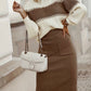 EOS | Damen Freizeit Rippenstrickpullover und Uni Midirock Set