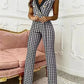 EOS | Jumpsuit mit V-Ausschnitt und Hahnentrittmuster