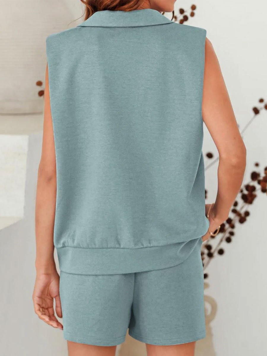 EOS | Damen Ärmelloses Polo-Shirt und Shorts Set in Einfarbigem Design