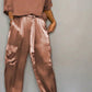 EOS | Jumpsuit aus glattem Satin mit halblangem Oberteil und Hose für Frauen