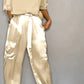 EOS | Jumpsuit aus glattem Satin mit halblangem Oberteil und Hose für Frauen