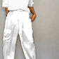 EOS | Jumpsuit aus glattem Satin mit halblangem Oberteil und Hose für Frauen