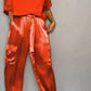 EOS | Jumpsuit aus glattem Satin mit halblangem Oberteil und Hose für Frauen
