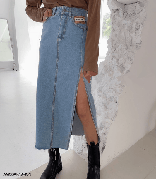EOS | Langer Bleistift-Denimrock mit Seitenschlitz