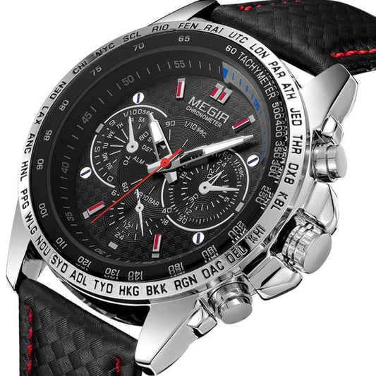 EOS | Herren-Quartz-Uhr mit Lederarmband - Kostenloser Versand
